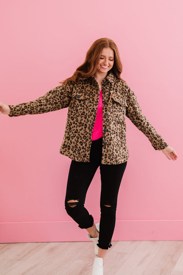 Jodifl Driving Me Wild Full Size Run Leopard Jacket