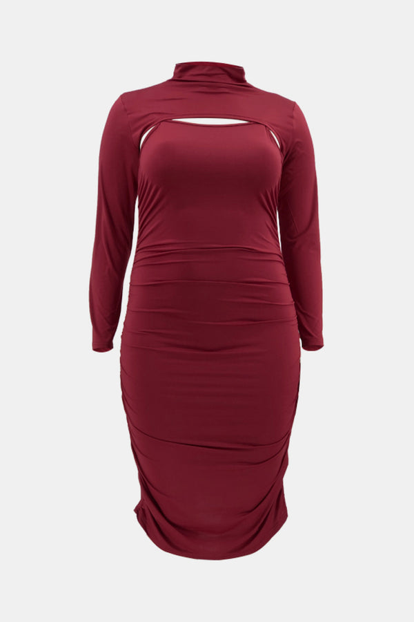 Plus Size Ruched Bodycon Dress and Bolero Set